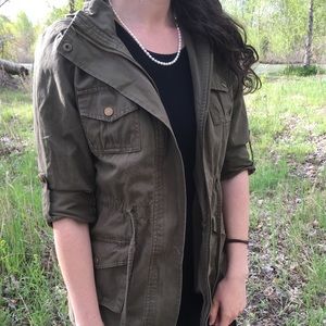 Forest green army inspired cargo jacket